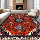 Ultra Soft Area Rug, Non Slip, Stain Resistant, Washable Area Rugs for Living Room, Bedroom, Artistic Distressed Geometric Fusion(Red)