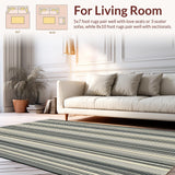 Ultra Soft Area Rug, Non Slip, Stain Resistant, Washable Area Rugs for Living Room, Bedroom, Elegant Black and Ivory Contrast(Beige)