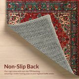 Ultra Soft Area Rug, Non Slip, Stain Resistant, Washable Area Rugs for Living Room, Bedroom, Vibrant Retro Ogee Pattern(Red)