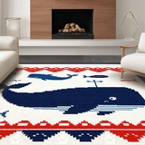 Ultra Soft Area Rug, Non Slip, Stain Resistant, Washable Area Rugs for Living Room, Bedroom, Colorful Coastal Themed Runner(White)