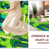 Ultra Soft Area Rug, Non Slip, Stain Resistant, Washable Area Rugs for Living Room, Bedroom, Colorful City-Themed Toddler Playmat(Green)