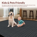 Ultra Soft Area Rug, Non Slip, Stain Resistant, Washable Area Rugs for Living Room, Bedroom, Rustic Minimalist Cut-Loop Texture(Black)