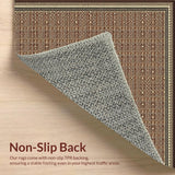 Ultra Soft Area Rug, Non Slip, Stain Resistant, Washable Area Rugs for Living Room, Bedroom, Timeless Tiled Neutral Palette(Brown)