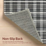 Ultra Soft Area Rug, Non Slip, Stain Resistant, Washable Area Rugs for Living Room, Bedroom, Welcoming Striped Front Door Rug for Modern Farmhouse Aesthetic(Black)