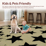 Ultra Soft Area Rug, Non Slip, Stain Resistant, Washable Area Rugs for Living Room, Bedroom, Rustic Stencil Star Entryway Jute Accent Rug(Beige)