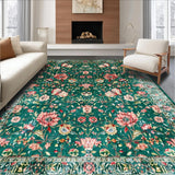 Deep Emerald Distressed Floral Motif(Green)