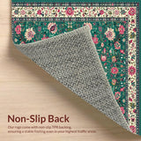 Ultra Soft Area Rug, Non Slip, Stain Resistant, Washable Area Rugs for Living Room, Bedroom, Radiant Vintage Ogee Design(Green)