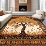 Ultra Soft Area Rug, Non Slip, Stain Resistant, Washable Area Rugs for Living Room, Bedroom, Vibrant Tree of Life Aesthetic(Gold)