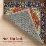 Ultra Soft Area Rug, Non Slip, Stain Resistant, Washable Area Rugs for Living Room, Bedroom, Elegant Multicolor Floral Pattern(Red)