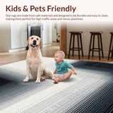 Ultra Soft Area Rug, Non Slip, Stain Resistant, Washable Area Rugs for Living Room, Bedroom, Chic Modern Abstract Circles(Black)