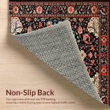 Ultra Soft Area Rug, Non Slip, Stain Resistant, Washable Area Rugs for Living Room, Bedroom, Chic Vintage Floral Aesthetic(Black)