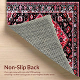 Ultra Soft Area Rug, Non Slip, Stain Resistant, Washable Area Rugs for Living Room, Bedroom, Vibrant Retro Ogee Style Rug(Red)