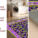 Ultra Soft Area Rug, Non Slip, Stain Resistant, Washable Area Rugs for Living Room, Bedroom, Graceful Curved Floral Elements(Purple)