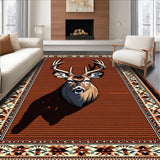 Ultra Soft Area Rug, Non Slip, Stain Resistant, Washable Area Rugs for Living Room, Bedroom, Rustic Western Deer Print Living Room Rug(Brown)