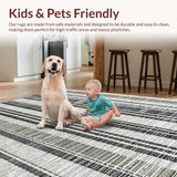 Ultra Soft Area Rug, Non Slip, Stain Resistant, Washable Area Rugs for Living Room, Bedroom, KaHouen Modern Stripe Accent Rug Black and White Outdoor Carpet(Black)