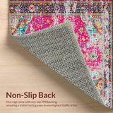 Ultra Soft Area Rug, Non Slip, Stain Resistant, Washable Area Rugs for Living Room, Bedroom, Vibrant Ogee Patterned Visual Appeal(Pink)