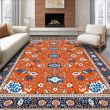 Ultra Soft Area Rug, Non Slip, Stain Resistant, Washable Area Rugs for Living Room, Bedroom, Colorful Cozy Retro Pattern(Orange)
