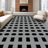 Ultra Soft Area Rug, Non Slip, Stain Resistant, Washable Area Rugs for Living Room, Bedroom, Stylish Lattice Structure in Noir(Black)