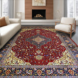 Ultra Soft Area Rug, Non Slip, Stain Resistant, Washable Area Rugs for Living Room, Bedroom, Luxurious Traditional Medallion Aesthetic(Red)