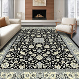 Ultra Soft Area Rug, Non Slip, Stain Resistant, Washable Area Rugs for Living Room, Bedroom, Contemporary Black Abstract Flourish(Black)