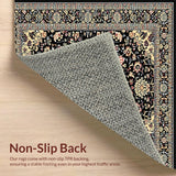 Ultra Soft Area Rug, Non Slip, Stain Resistant, Washable Area Rugs for Living Room, Bedroom, Contemporary Bold Botanical Pattern(Black)