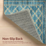 Ultra Soft Area Rug, Non Slip, Stain Resistant, Washable Area Rugs for Living Room, Bedroom, Elegant Oceanic Distressed Motif(Blue)