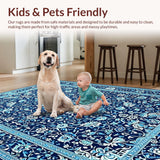 Ultra Soft Area Rug, Non Slip, Stain Resistant, Washable Area Rugs for Living Room, Bedroom, Rustic Natural Blue Patterned Decor(Blue)
