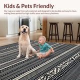 Ultra Soft Area Rug, Non Slip, Stain Resistant, Washable Area Rugs for Living Room, Bedroom, Dynamic Geometric Lines with Animal Motif(Black)