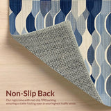 Ultra Soft Area Rug, Non Slip, Stain Resistant, Washable Area Rugs for Living Room, Bedroom, Serene Coastal Scallop Pattern(Blue)