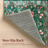 Deep Emerald Distressed Floral Motif(Green)