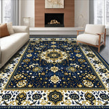 Ultra Soft Area Rug, Non Slip, Stain Resistant, Washable Area Rugs for Living Room, Bedroom, Waterproof Leaf(Blue)