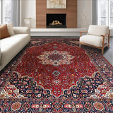 Ultra Soft Area Rug, Non Slip, Stain Resistant, Washable Area Rugs for Living Room, Bedroom, Sophisticated Classic Trellis Theme(Red)