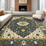 Ultra Soft Area Rug, Non Slip, Stain Resistant, Washable Area Rugs for Living Room, Bedroom, Elegant Gray Medallion Touch(Gray)