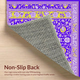 Ultra Soft Area Rug, Non Slip, Stain Resistant, Washable Area Rugs for Living Room, Bedroom, Whimsical Floral Patterned Mat(Purple)