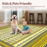 Geometric Stripe and Floral Area with Mustard Cream(Yellow)