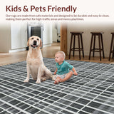 Ultra Soft Area Rug, Non Slip, Stain Resistant, Washable Area Rugs for Living Room, Bedroom, Elegant Textured Monochrome Design(Gray)