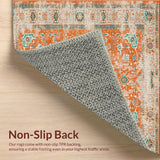 Ultra Soft Area Rug, Non Slip, Stain Resistant, Washable Area Rugs for Living Room, Bedroom, Trendy Faded Geometric Arrangement(Orange)