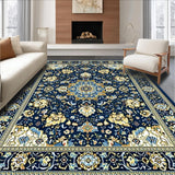 Ultra Soft Area Rug, Non Slip, Stain Resistant, Washable Area Rugs for Living Room, Bedroom, Classic Tiled Floral Presentation(Blue)