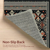Ultra Soft Area Rug, Non Slip, Stain Resistant, Washable Area Rugs for Living Room, Bedroom, Boho Chic Geometric Motif(Black)