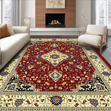 Ultra Soft Area Rug, Non Slip, Stain Resistant, Washable Area Rugs for Living Room, Bedroom, Intricate Vintage Damask Style(Red)