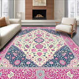 Ultra Soft Area Rug, Non Slip, Stain Resistant, Washable Area Rugs for Living Room, Bedroom, Chic Soft Blue Floral Pattern(White)