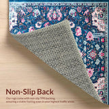 Ultra Soft Area Rug, Non Slip, Stain Resistant, Washable Area Rugs for Living Room, Bedroom, Rustic Floral Tiled Arrangement(Blue)
