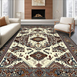Ultra Soft Area Rug, Non Slip, Stain Resistant, Washable Area Rugs for Living Room, Bedroom, Oval Kitchen with Ornate Tribal(Beige)