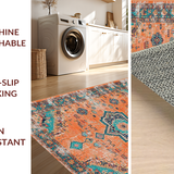 Ultra Soft Area Rug, Non Slip, Stain Resistant, Washable Area Rugs for Living Room, Bedroom, Modern Abstract Circular Pattern Play(Orange)
