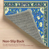 Ultra Soft Area Rug, Non Slip, Stain Resistant, Washable Area Rugs for Living Room, Bedroom, Rustic Cream and Blue Motif(Blue)