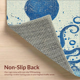 Ultra Soft Area Rug, Non Slip, Stain Resistant, Washable Area Rugs for Living Room, Bedroom, Seaside Octopus Carpet - Nautical Blue(Blue)