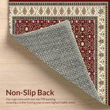 Ultra Soft Area Rug, Non Slip, Stain Resistant, Washable Area Rugs for Living Room, Bedroom, Rich Earthy Floral Trellis Aesthetic(Red)