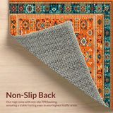 Ultra Soft Area Rug, Non Slip, Stain Resistant, Washable Area Rugs for Living Room, Bedroom, Chic Retro Symmetrical Elements(Orange)