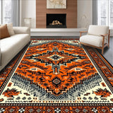 Ultra Soft Area Rug, Non Slip, Stain Resistant, Washable Area Rugs for Living Room, Bedroom, Vibrant Circular Rustic Cowboy Pattern(Orange)