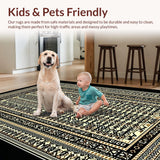 Ultra Soft Area Rug, Non Slip, Stain Resistant, Washable Area Rugs for Living Room, Bedroom, Minimalist Black Beige Statement Piece(Gold)